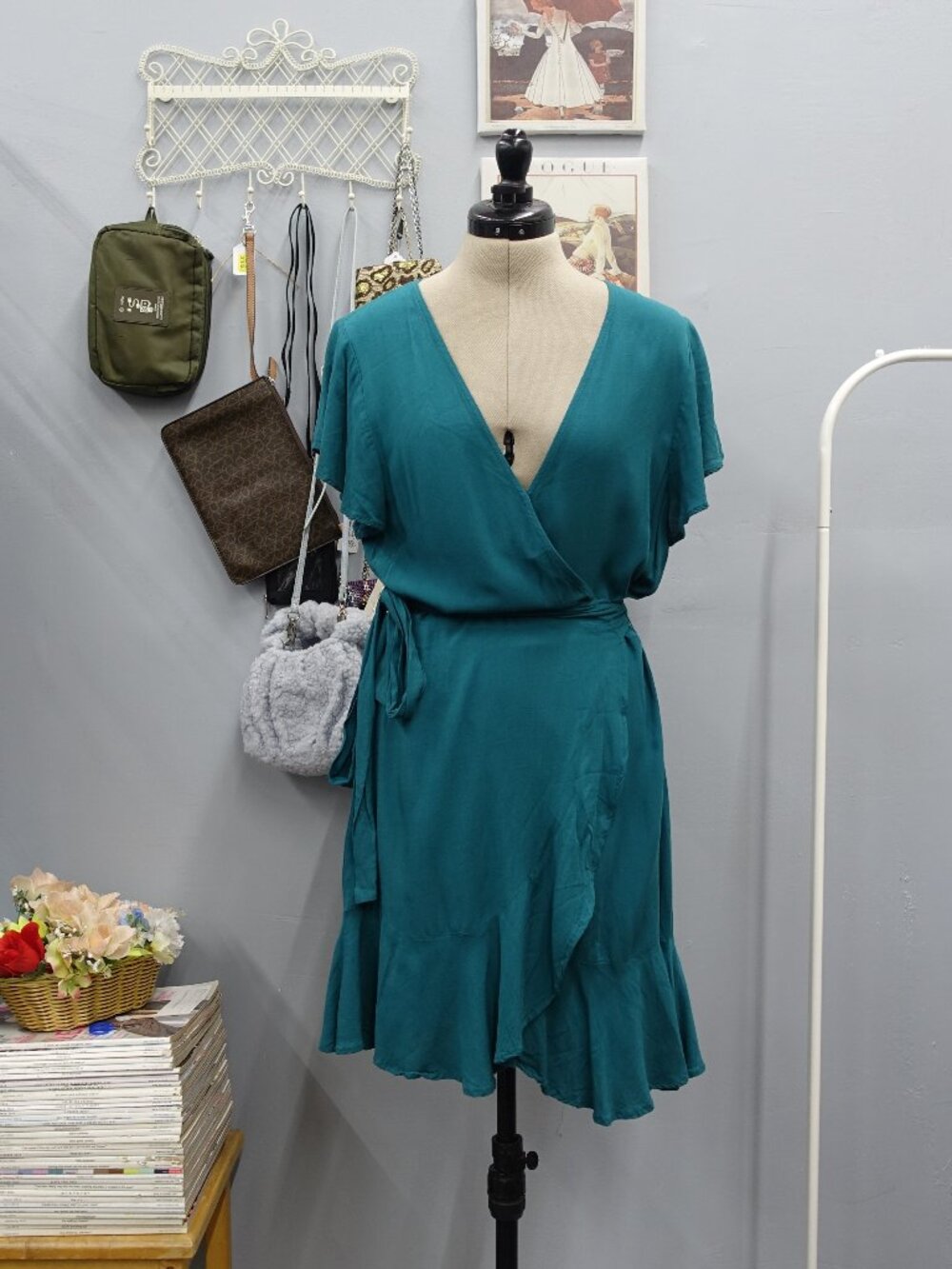 BCBGeneration Women's Green Wrap Dress